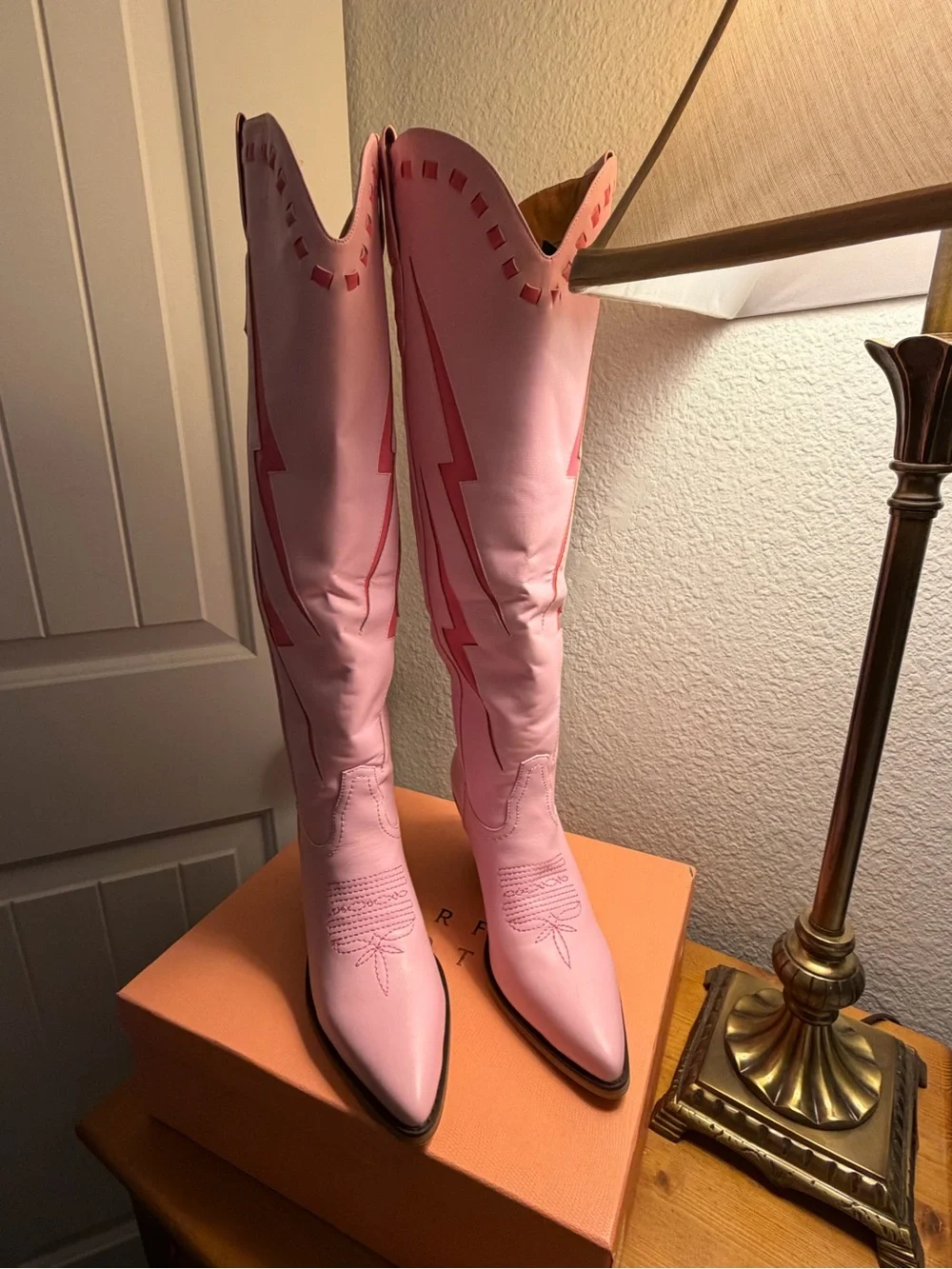 Women's Pink Over-the-Knee Western Lightning Boots